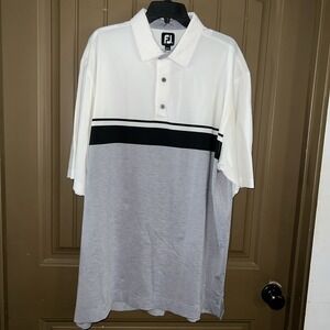 FootJoy Golf Shirt Mens XL White & Gray Polyester Valero Benefit For Children